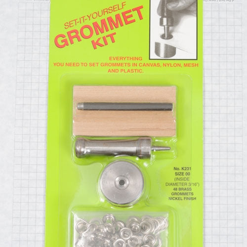 Grommet Setting Kit w. 4 doz grommets, size #00 nickle (domestic)